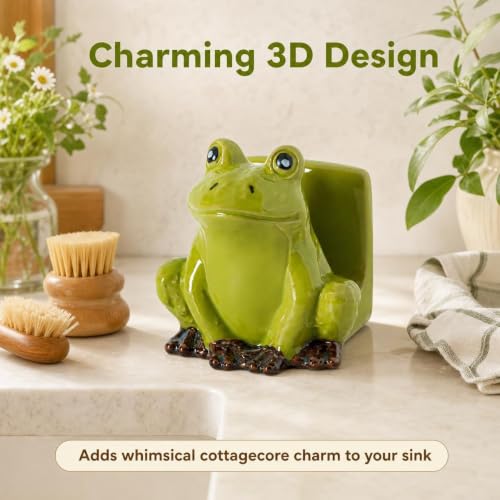 Ceramic Frog Sponge Holder Kitchen Sink Counter Scrub Pad Caddy Organizer - view 3