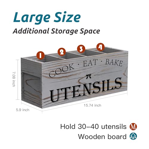 Extra Large Utensil Holder Countertop for Kitchen Counter,Grey Grain - view 2
