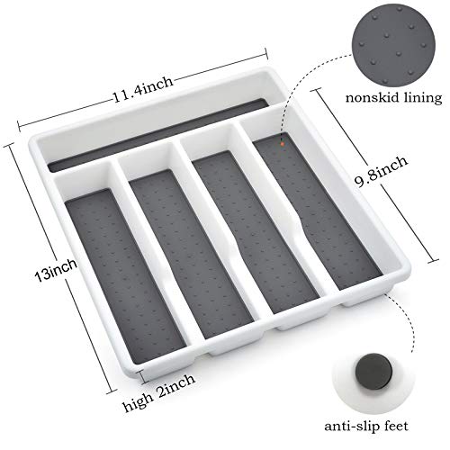 Silverware Tray, Multi-Purpose Organizer with Soft Grip Lining - view 2