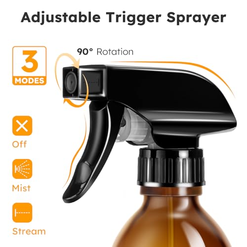 Glass Spray Bottles 8oz, 2 Pack Amber Glass Spray Bottles - view 5