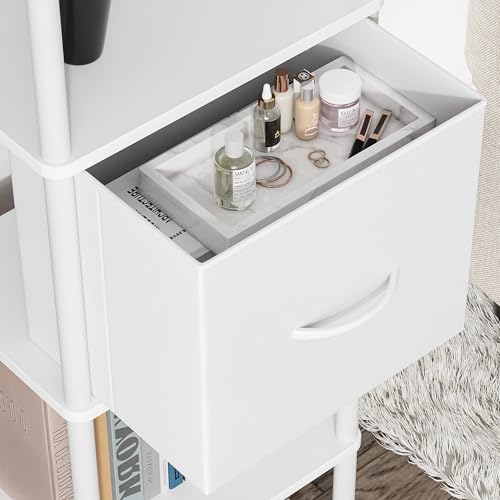6-Tier Bookshelf Organizer, Narrow Bookcase,Tall Skinny Bookshelves, Standing Ladder Shelf with Drawer, Small Book Shelf with Storage for Living Room, Bedroom, Office, Study White HBC505W - view 7