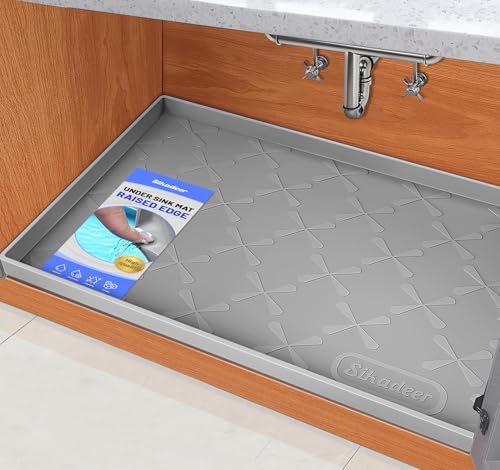 Waterproof Under Sink Mat Silicone 22"x19", Kitchen Cabinet Liner