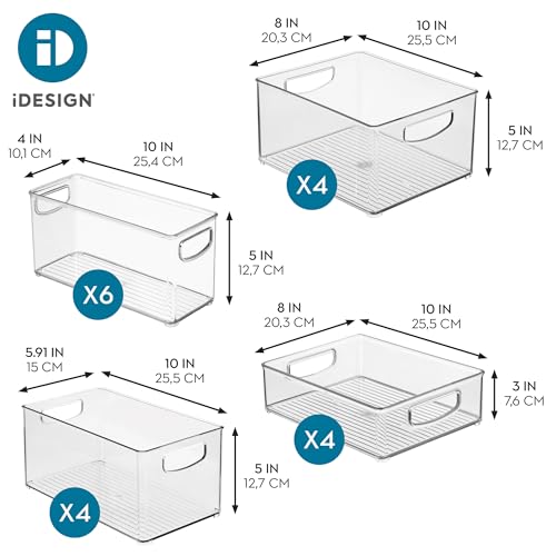 Stackable Plastic Handle Bin Storage Organizers, 18 Pack, Clear - view 4