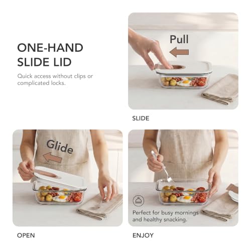 4 Set Glass Produce Containers for Fridge with Slide Lid - view 2