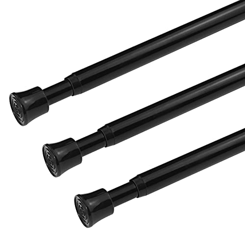 Spring Tension Rods for Windows Adjustable 28-49", 3Pcs, Black