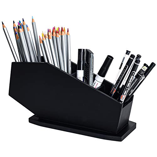 Coffin Brush Holder - Gothic Desk Organizer - Wooden Coffin Pen Holder -Spooky Gothic Decor for Bathroom, Living Room or Bedroom- Black - 10x 5x3.25 Inches - view 3