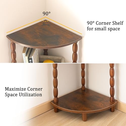 Corner Shelf, 5-Tier Corner Bookshelf for Small Spaces, Stylish Corner Storage Display Shelves for Bedroom, Bathroom, Kitchen, Living Room (Rustic Brown) - view 6
