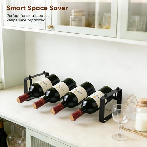 Premium Wine Rack for Countertop – Stackable Freestanding Wine Bottle Organizer for Kitchen, Pantry, Bar Cabinet & Small Spaces – Compact Metal Shelf & Modular Storage Stand (1-Tier) - view 3