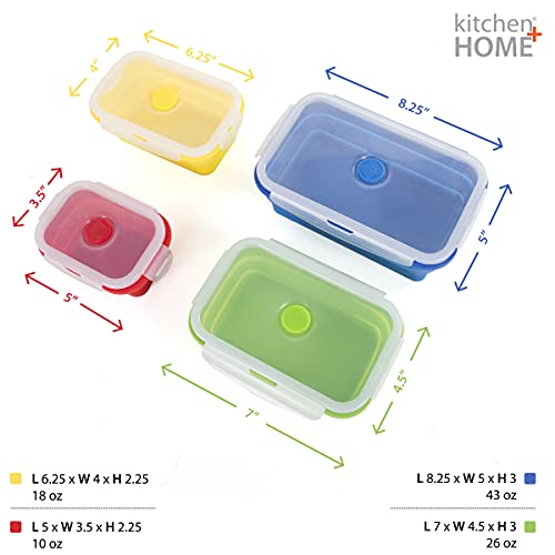 Thin Bins Collapsible Containers – Set of 4 Rectangle Silicone Food Storage Containers – BPA Free, Microwave, Dishwasher and Freezer Safe - view 6
