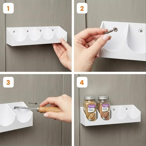 Square Spice Rack Organizer for Kitchen Cabinets – Multi-Compartment Storage System | Easy Screw-Mount Installation | Space-Saving Cylindrical Container Holder for Pantry - view 7