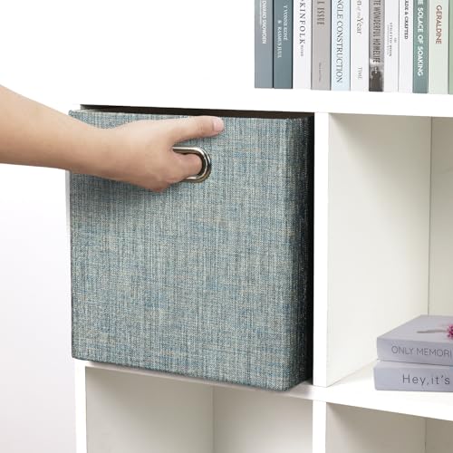 Storage Basket Bins,13×13×13 Foldable Storage Boxes Fabric Drawer Cubes for Closet Shelf Cabinet Bookcase - Set of 4,Teal - view 7