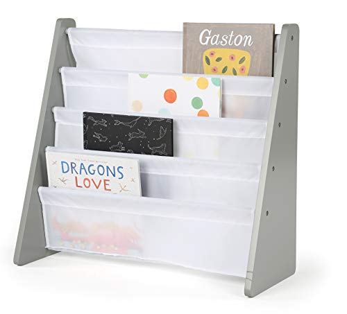 Kids Toy Organizer with 9 Storage Fabric Bins, Grey & Grey/White Kids Book Rack Storage Bookshelf, 4 Tiers - view 7
