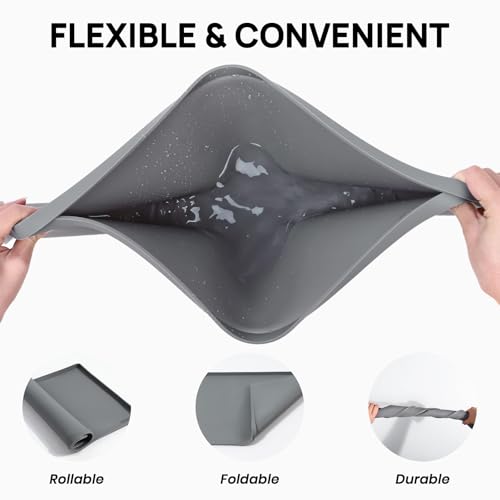 24" x 16" Silicone Under Sink Mat Waterproof, 0.6" Raised Edge(Gray) - view 5