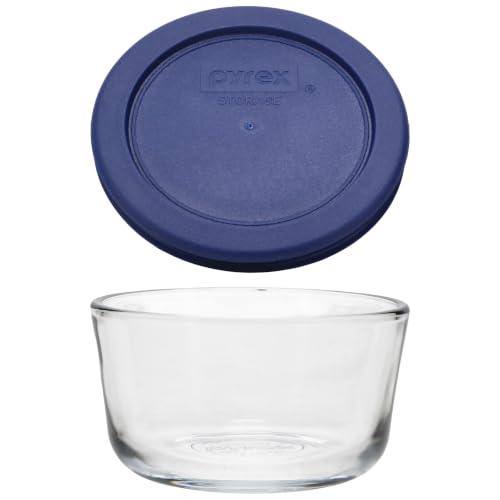 7202 1-Cup Glass Bowls & Dark Blue Lids (4-Pack) - Made in USA - view 2