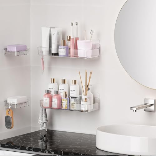 Crystal-Clear Shower Caddy with Soap Dish & Adhesive Pads, 2 Pack - view 4