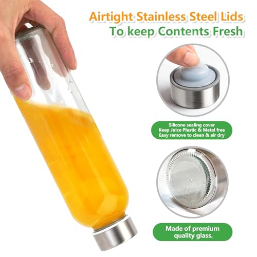 Glass Water Bottles with Stainless Steel Lids 24 oz, Set of 3 - view 4