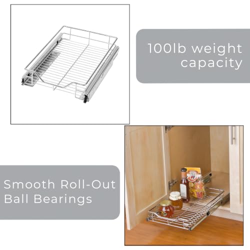 Pull-Out Cabinet Organizer – Single Level Chrome, Small – Steel Sliding Cabinet Organizer Holds Up To 100 lbs. for Optimal Home Organization and Storage - view 6
