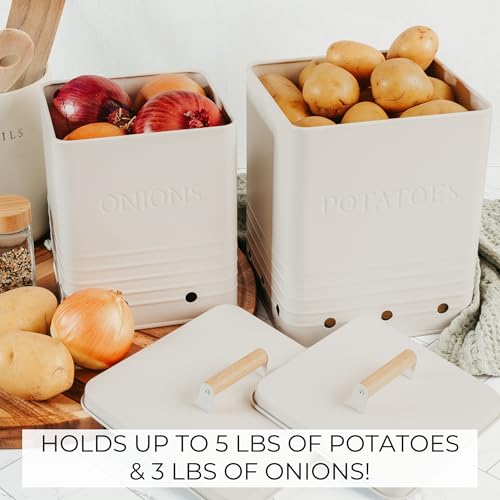 Beautiful Potato and Onion Storage Container Set - Food Safe Metal Bins - view 7