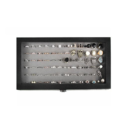Ring Organizer - Versatile Ring Display Case and Ring Case - Perfect for Storing and Showcasing Multiple Rings - Elegant Ring Jewelry Box and Storage Solution (Gray Velvet) - MK248C - view 3