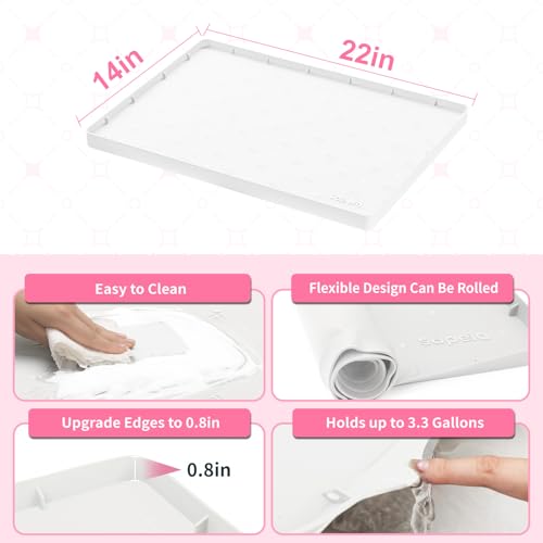Under Sink Mat 22"×14" Waterproof Silicone Cabinet Liner & Sink Protector for Kitchen & Bathroom, Multi-Purpose Organizers Tray for Pets, Laundry, Cat Litter Mat, White - view 4