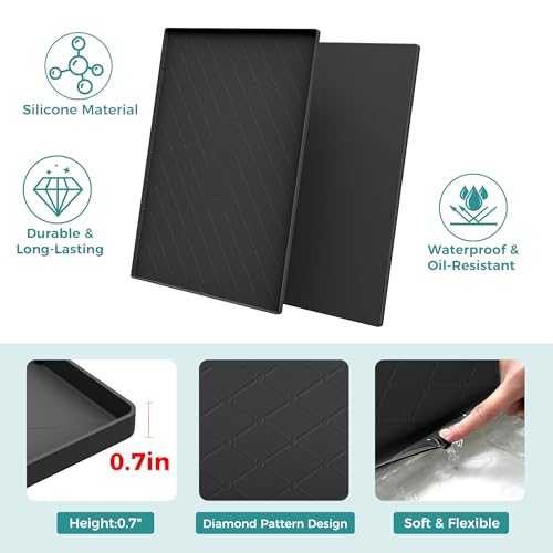 Under Sink Mat for Kitchen Waterproof, 34" x 22" Silicone Under Sink Mat for Shelf Liner Organizer, Cabinet Sink Protector Under Sink Liner for Bottom Kitchen, Bathroom(Light Grey) - view 2