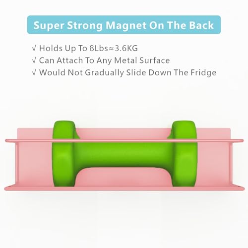 Magnetic Spice Rack For Refrigerator Magnetic Fridge Shelf For Kitchen Spice Organizer Magnetic Shelf For Fridge Space Saving Pink 4 Pack With Magnetic Paper Towel Holder - view 2