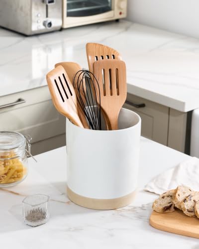 Ceramic Utensil Holder, 7.2"+5.8", Set of 2, White - view 5