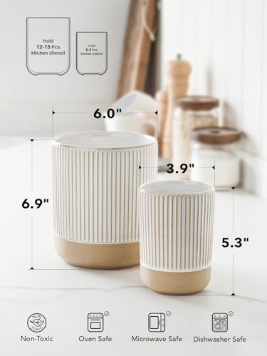 Ceramic Kitchen Utensil Holder Set of 2,Cooking Countertop Storage - view 3