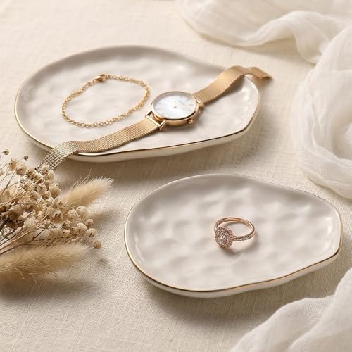 Jewelry Dish Set of 2, Large Jewelry Tray for More Jewelry Ring Dish Jewelry Bowl with Beautiful Package and Greeting Card Perfect for Birthday Gifts for Women