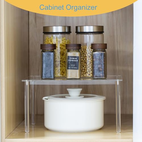 1 Pack Acrylic Cabinet Organizer, Kitchen Countertop Counter Organizer, Clear Spice Rack, Shelf Risers Cabinets for Bathroom, Desk, Dresser Cupboard Organizers and Storage - view 3