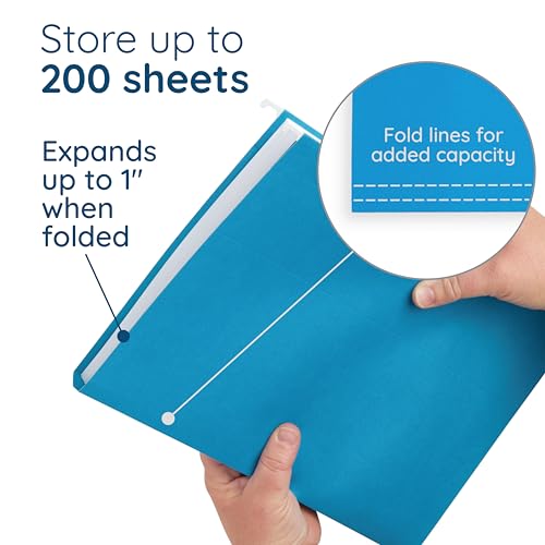 25 Hanging File Folders, Letter Size, Blue - view 3