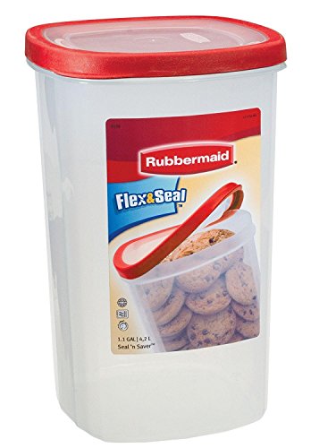 1.1 Gallon Plastic Food Canister, 6.4" x 6.4" x 10.4", Clear