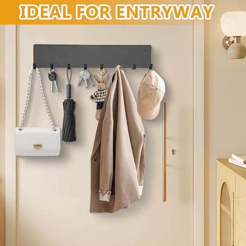 Magnetic Key Holder for Frideg,Heavy Duty Strong Magnetic Key Hanger with 8 Hooks for Refrigerator,Magnetic Kitchen Utensil Holder for Metal Surface in Entryway,Garage,Pantry (Gray) - view 5