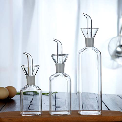 LandHope Oil Bottle Glass Olive Oil Dispenser Bottle Glass Cooking Oil Vinegar Measuring Dispenser With Spout for Kitchen and BBQ (500 ml/17 oz) - view 5