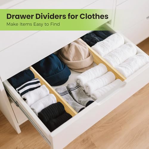 Drawer Organizer, Spring-Loaded Expandable Bamboo Dividers 4-Pack - view 6