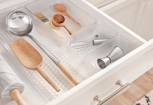 Hexa 6 x 12 Drawer Organizer for Kitchen Utensils with Innovative Honeycomb Base Design, Silverware Tray for Cutlery and Flatware Storage, Bathroom Vanity or Desk Solution, Clear Frost - view 4