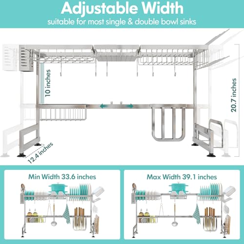 2 Tier Extra Large Stainless Steel Over The Sink Dish Drying Rack - view 2