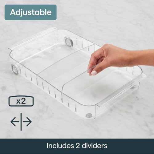 RollOut Fridge Caddy BPA-Free Clear Rolling Refrigerator Organizer Bin with Adjustable Dividers and Handles, 9" Wide - view 4