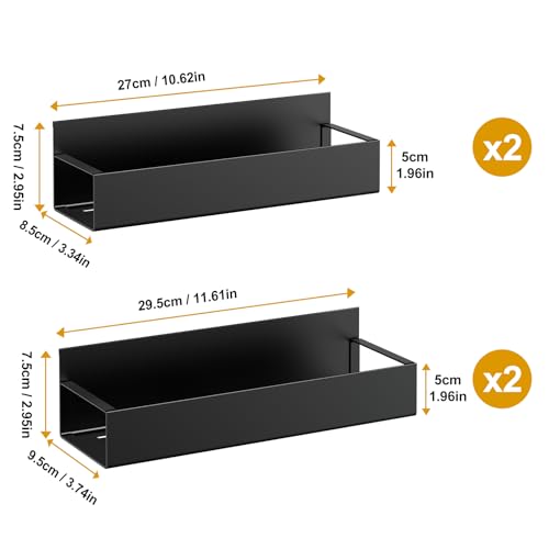 4 Pack Moveable Fridge Magnetic Spice Racks,Metal Black - view 5