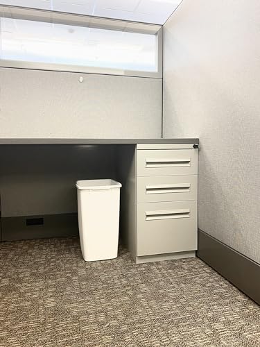 Small Kitchen Bathroom Trash Can, 9 Gallons, White, Waste Basket for Under Counter Office/Bedroom/Bathroom, Plastic - view 2