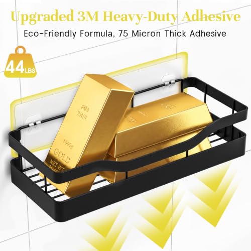 Heavy-Duty Adhesive Shower Caddy, Black Organizer - view 3