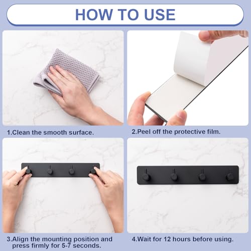 Key Holder with 4 Hooks,Adhesive Key Hanger Organizer for Wall Mount - view 5