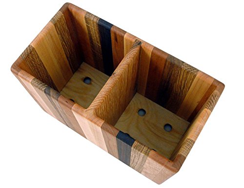 American Made Mixed Wood Utensil Holder Crock, Double Size - view 4