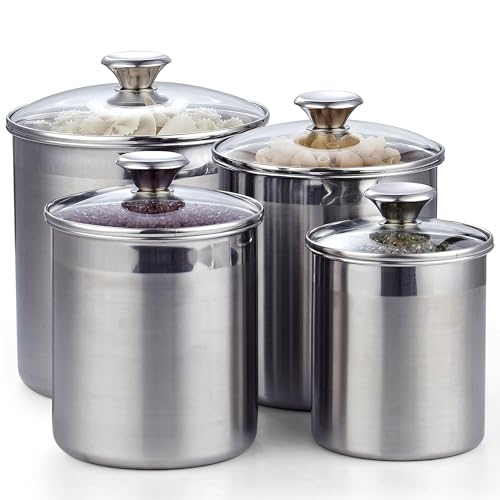 Large Stainless Steel Kitchen Canister Set for Countertop