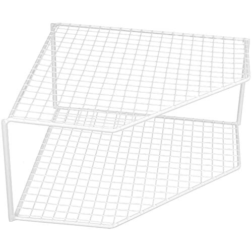 Two-Tier Corner Wire Rack Kitchen Pot Organizer Compact Cabinet Plate Shelf for Countertop Storage and Dish Organization - view 7