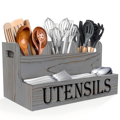 Extra Large Kitchen Utensils Holder, 2 Tier, 4 Compartments