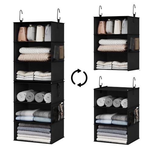 Hanging Closet Organizer, 6-Shelf with 2-in-1 Design, Ivory