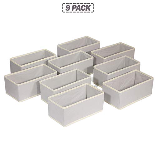 Foldable Cloth Storage Box Closet Dresser Drawer Organizer Fabric Baskets Bins Containers Divider for Clothes Underwear Bras Socks Lingerie Clothing,Set of 9 Grey 090 - view 7