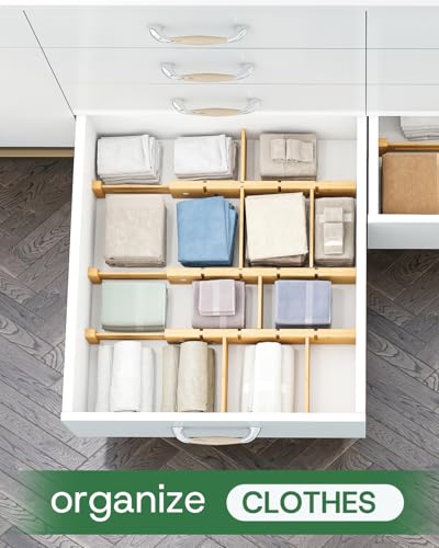 Bamboo Drawer Dividers - Adjustable Drawer Dividers for Kitchen, Clothes, Closet & Office - 8 Pack with Inserts, 13.8-18.8 Inches, Non-Slip Silicone Ends - view 5