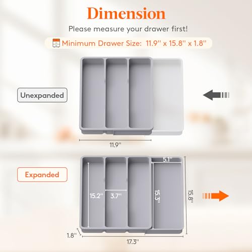 Utensil Organizer for Kitchen Drawer, Expandable Cooking Tray - view 3